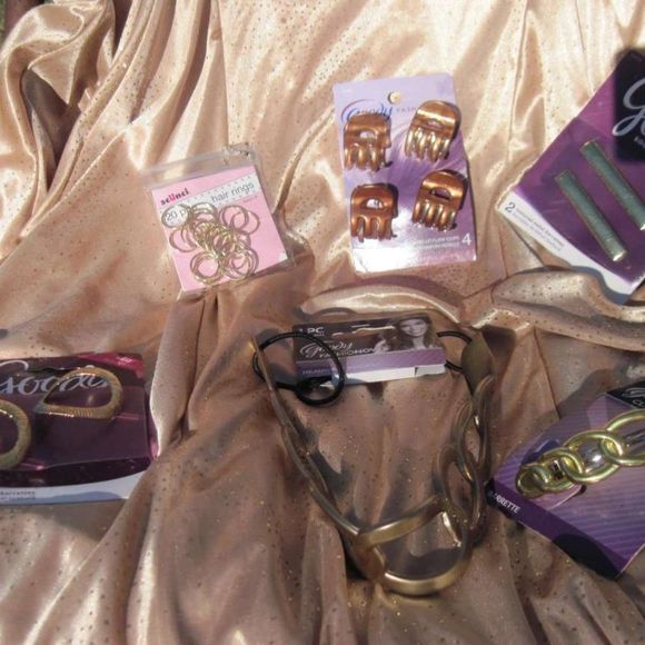 Golden Glamour Hair Accessory Set Barrettes Clips - Picture 6 of 16